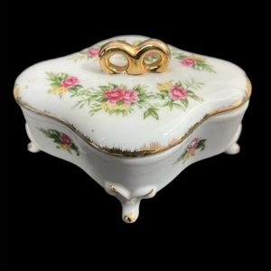 Vintage Arnart Creation Floral Japan Porcelain Candy/Jewelry Trinket Box